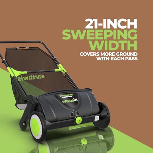 Earthwise LSW70021 21-Inch Width Leaf & Grass Push Lawn Sweeper, Black by Earthwise - Image 4