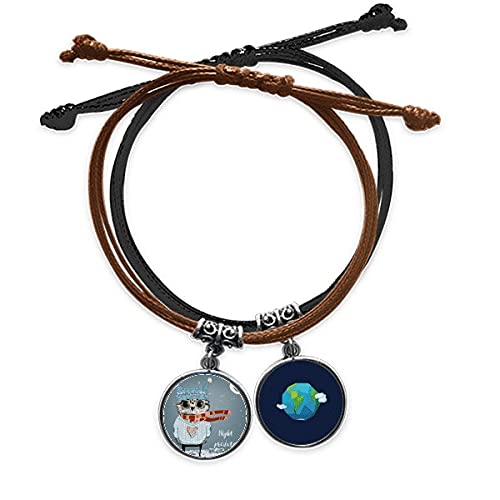 Pulsera de buho cadena cuero tierra cuerda mano noche de invierno