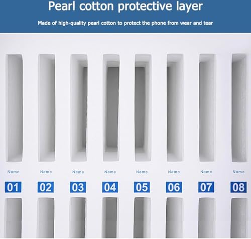 60-Slot Wall-Mounted Cell Phone Locker Cabinet, Durable Aluminum Alloy, Clear Pocket Storage Chart for Classroom & Office Mobile Device Safety, Dimensions: 393x210x633mm