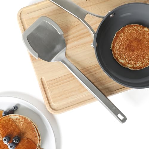 Image of Calphalon Prime Solid Turner, Cooking Spatula, Kitchen Spatula, Stainless Steel Turner with Heat Resistant Silicone Rim for Nonstick Cookware, Durable and Comfortable Kitchen Utensil