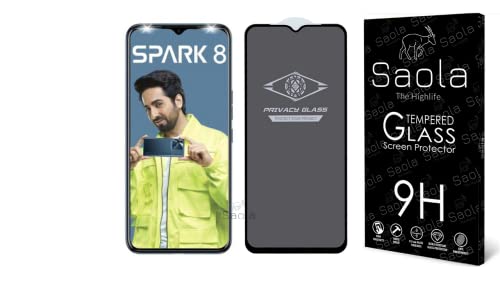 Image of Saola Ultra Privacy Tempered Glass For Tecno Spark 8 (PACK OF 1) with Free Installation Kit. (In-Screen FingerPrint Lock will not work with the Privacy Guard because of it's Spy Coating) - 6.52 inch