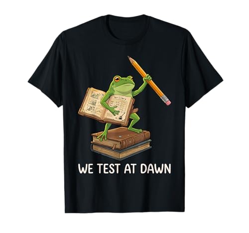 Funny Retro Frog Teacher We Test At Dawn School Testing Day T-Shirt
