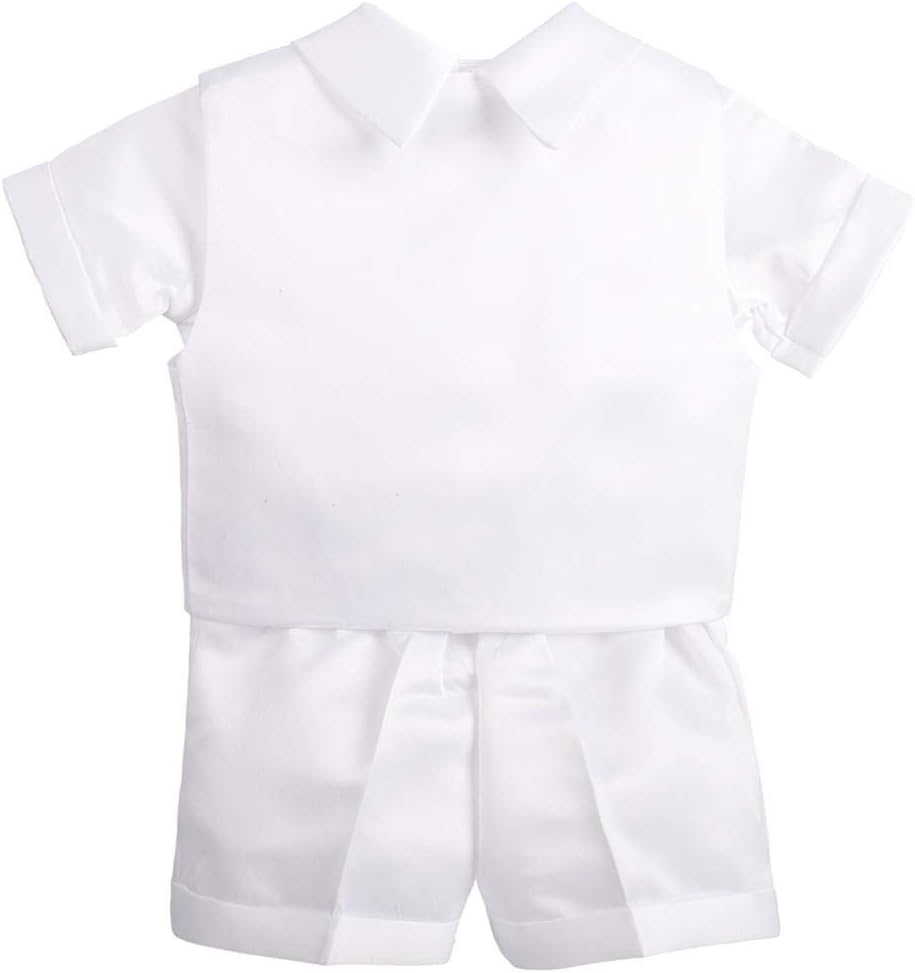 Dressy Daisy Baby Boys Christening Clothing Baptism Outfits with Bonnet Short Long Sleeve White Suit - Image 3