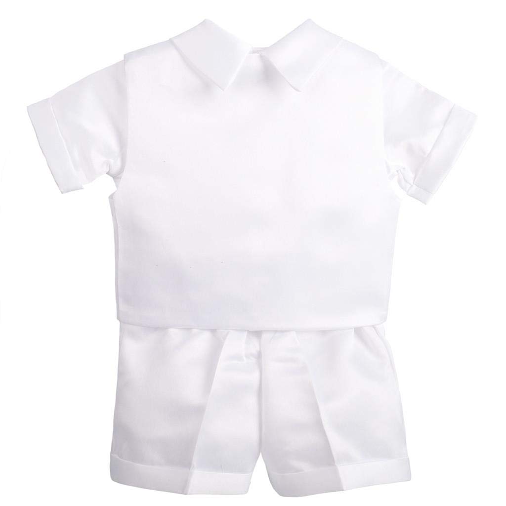 Lito Angels Costume Baptême Garçon 5 Pièces Bonnet, Blanc | Ensemble 5 pièces, bonnet, chemise, gilet brodé, pantalon, nœud papillon