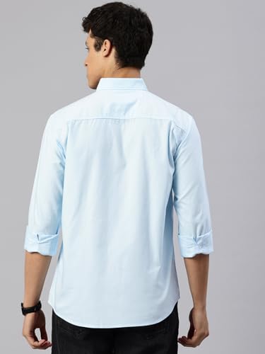 Image of Majestic Man Men's Solid Pure Cotton Casual Shirt - Slim Fit | Full Sleeves | Soft & Breathable Fabric
