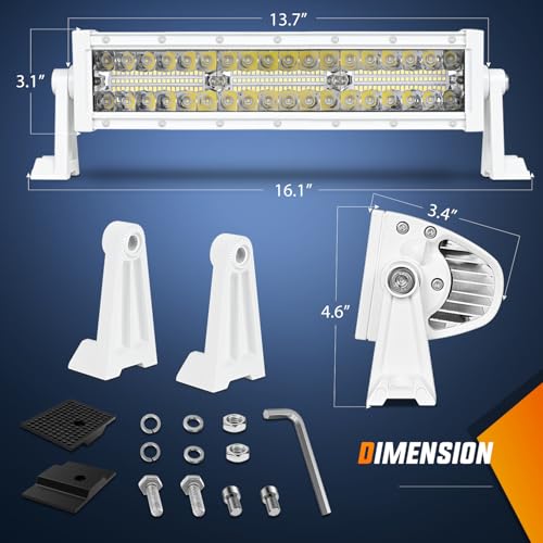 Image of Nilight Marine LED Light Bar Navigation Lights 13.5 Inch White Spot Flood Combo Ponton Boat Deck Dock Lighting for Night Fishing T-top Stern Yacht Port Sailboat Trucks Tractors
