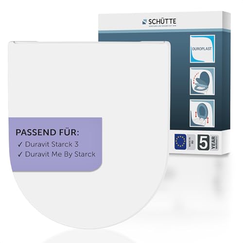 SCHÜTTE WC-Sitz passend zu Duravit Starck 3 mit Absenkautomatik made in EU Abnehmbarer Klodeckel aus bruchsicherem Duroplast Toilettendeckel und Brille bis zu 250kg belastbar Weiß