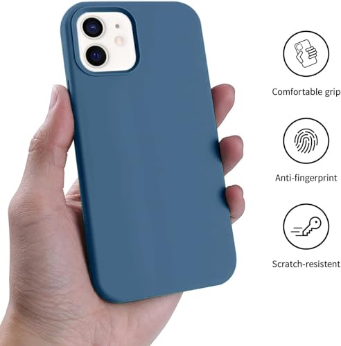 Image of Premium Liquid Silicone Case for iPhone 12 & 12 Pro - Slim Full Body Protective Back Cover with Soft Microfiber Lining, Anti-Slip Grip Scratch Resistant Phone Case(Storm Blue)