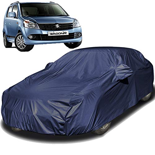 Image of Autofact Car Body Cover Compatible for Maruti Wagonr /Wagon r (2000 to 2018) with Mirror Pockets (Navy Blue)
