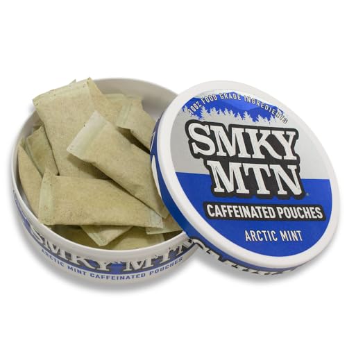 Smokey Mountain Caffeinated Pouches - Arctic Mint - Tobacco Free and Nicotine Free - 1 Can - 15 Pouches Per Can
