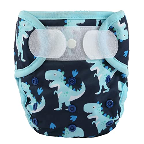 Image of Baby Cloth Diaper Cover Nappy Hook and Loop Double Gusset 6.6lbs to 33lbs (Stomped Dinosaurs) One Size