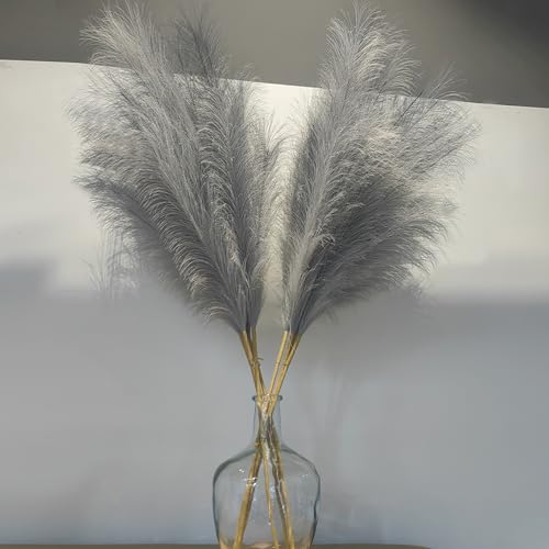 Image of 38 inch 10 Stems Faux Pampas Grass Decor Grey Tall Pampas Grass for Floor Vase