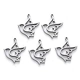 Cratfdady 100pcs Stainless Steel Hollow Animal Pigeon Pendants Metal Dove Bird Open Back Frame Charms 17x12mm for DIY Jewelry Craft Making