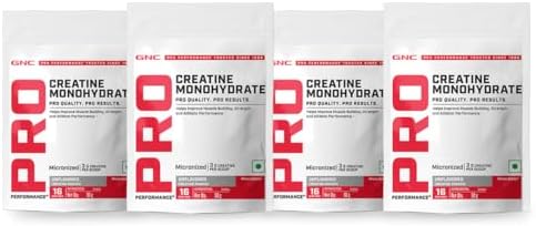 GNC Pro Performance Pure Micronized Creatine Monohydrate | 50 gm (Pack of 4) | Instantized | Fuels Muscles | Increase Muscle Mass | Rapid Absorption | Lab Tested | Unflavoured | Boosts Athletic Performance | Imported