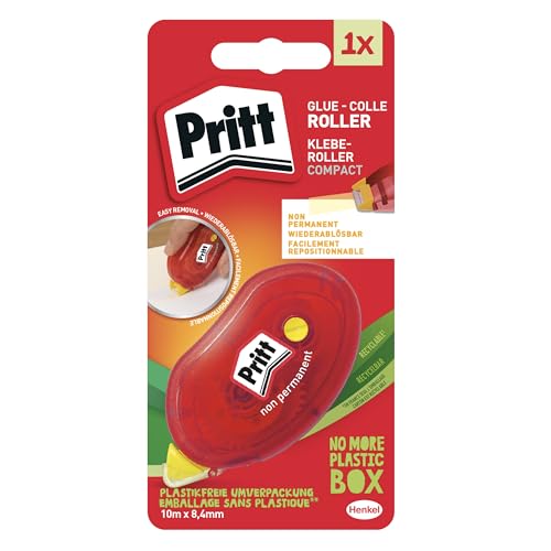 PRITT Roller de Colle Compact, Colle repositionnable, résultat Ultra propre - 10 m de Bande, largeur 8,4 mm