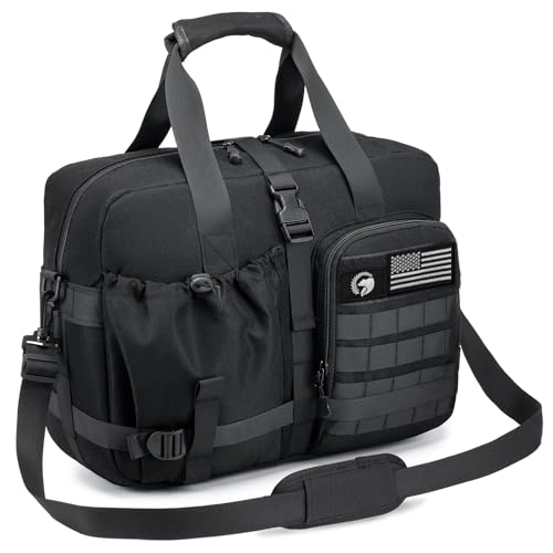KSIBNW Personal Item Bag 40x30x15cm, Travel Duffle Bag 16x12x6 inch, Tote Carry on Luggage Under Seat for Airplanes Overnight Tactical Messenger Bags 15.6 inch Laptop Bags for Women and Men, Black