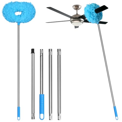 Image of Eunice 13-49.7 Inches Ceiling Fan Duster with Extension Pole, Adjustable and Removable Cleaner Blade for High Ceiling, Fan Cleaner for Window Door Furniture (Blue)