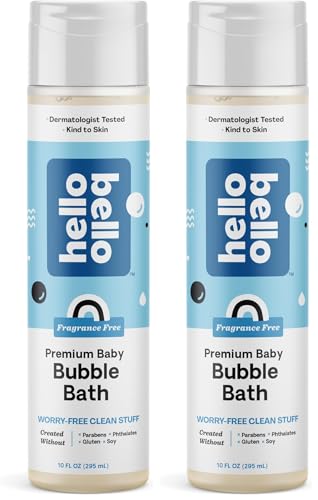 Image of Hello Bello Bubble Bath - Gentle Hypoallergenic Formula for Babies and Kids - Vegan and Cruelty-Free - Fragrance Free - 10 fl oz (Pack of 2)