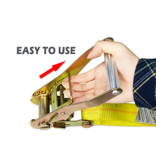 Anlu Load Ratchet Tie Down Strap,2" X 27'Cargo Strap Hooks-B S:10,000Lbs-Suitable For Strapping And Securing Truck & Trailer Loads.4Pack #TOP3