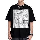 T-shirt da uomo a maniche corte, con stampa geometrica matematica e calcolo, vestibilità regolare, maglietta in cotone fresco e traspirante, taglie S-XL, Nero , M