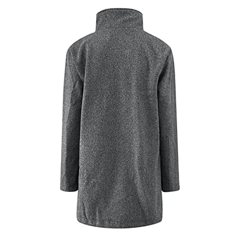 Long Pea Coats for Women Oversized Stand Collar Single Breasted Thicken Blazer Wool Blend Peacoat Jacket with Pockets4