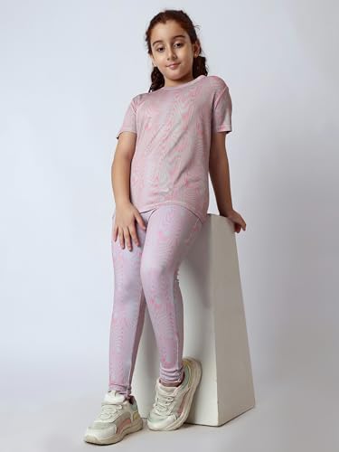 Image of Girl's Activewear Workout Set 2 Piece Athletic Sets Dry Fit Printed Tees And Leggings Yoga Running Dance 4-14Y