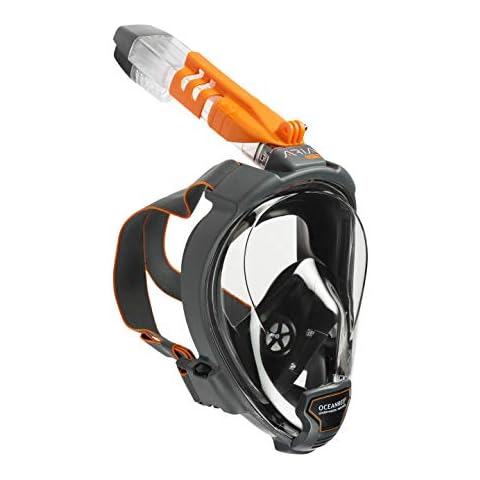 OCEAN REEF - Aria QR + Quick Release Snorkeling Mask - Full Face Snorkeling Mask - 180 Degree Underwater Vision - 5 Colors and 3 Sizes - Black Color - Size L/XL Cover