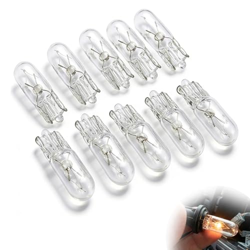 Wcawnlt 10 PCS 12V T5 W1.2W LED Incandescent, Lumière Blanche pour Tableau de Bord Voiture, Indicateur Compteur Intérieur Auto, Plafonnier et Éclairage Habitacle dans Voiture, Camion, Moto