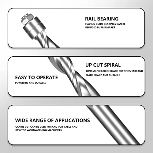 Csoom Up Cut Spiral Flush Trim Router Bit With Double Ball Bearing, 1/2" Shank Solid Carbide Router Bits Pattern Bit With 2" Cutting Length For Woodwork Cnc Machining (1/2*2"*4-1/2 Up Cut) #TOP3