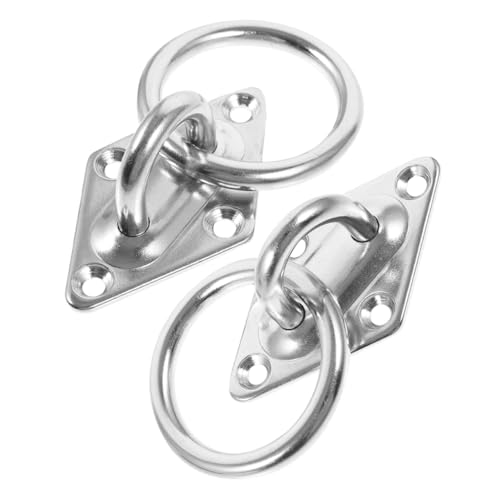 Anclaje inferior, 2 unidades de acero inoxidable 304 M6 con placas ojo diamante, anillos anclaje alta resistencia for amarre carga en remolques y camiones, anclajes montaje techo anillo O