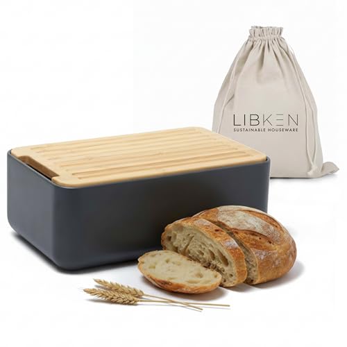 LIBKEN Bread Box – Extra Thick Steel Bread Bin...