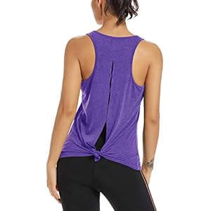 Muzniuer Womens Yoga Workout Tops-Cute Open Back Running Gym Activewear Sports Shirt for Women
