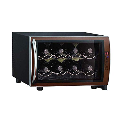 Freistehender Kleiner Weinschrank, Weinkühlschrank für bis zu 8 Flaschen, 11-18 & deg; C, Glastür Weinschrank für Zuhause/Büro