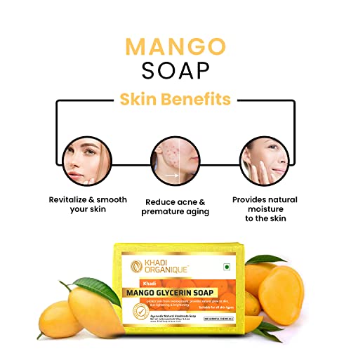 Image of Khadi Organique Handmade Mango Glycerine Soap Pack Of 3