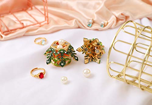 Qifu Hand Painted Enameled Small Christmas Tree Decorative Jewelry Trinket Box With Hinged, Unique Gift For Family #TOP4