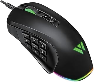 【WizarD】有线、侧面可替换的多功能游戏鼠标 侧面3~9键 10000DPI MMO MK21C2【日本员工的安心支持】