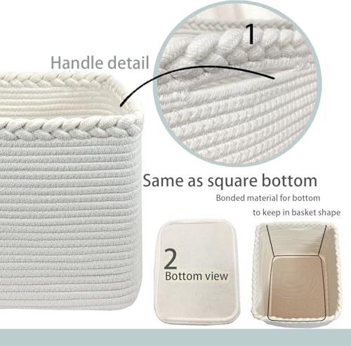 Image of COMFY-HOMI 3PACK Cotton Rope Square Basket with Handles for Shelves| Storage|Baby Basket for GIF|Shoe Basket for Organizing|New13.5 inch x 11 inch x 9.5 inch for Living Room