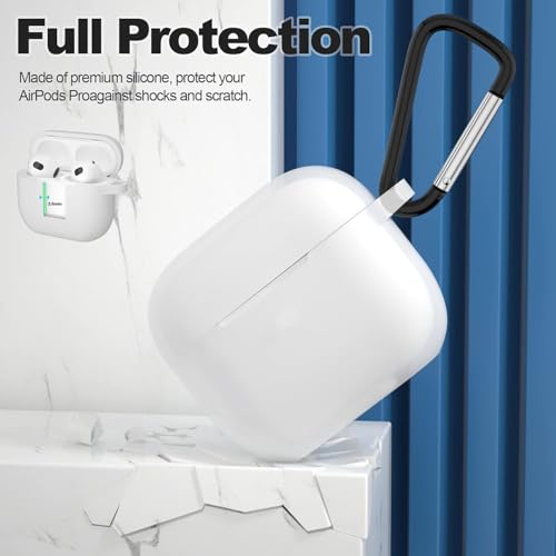 Image of Meyaar for Apple AirPods Pro 3 Case Cover with Keychain, Soft Skin Silicone Case Cover, Full Protective Case Cover Compatible with AirPods Pro (3rd Generation) Case 2025 (Transparent White)