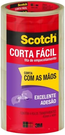 Scotch, 3M, Fita de Empacotamento, Corta Fácil, 45mm x 40m, 4 rol...