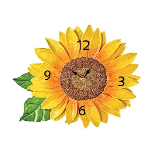 Collections Etc Hand-Painted Country Sunflower Wall Clock Decor