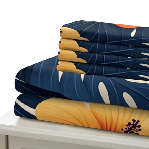 Housse de couette fleurs tropicales 200x200 microfibre avec 2 taies