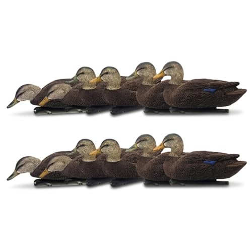 Avian-X Topflight Black Realistic Duck Decoy Sets with Flocked Bodies, 6 Unique Postures, Weight Forward Swim Keel, & Durable No Flake Finish, 2 Pack
