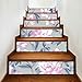 6 sztuk Modern Art naklejki na schody, kwiatowe fantastyczne kwiaty winylowe naklejki dekoracyjne do domu, diy schody samoprzylepna dekoracja naklejki ścienne, 7x39 cali