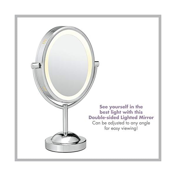 Conair Lighted Makeup Mirror, LED Vanity Mirror, 1X/7X Magnifying Mirror, Double Sided, Corded in Polished Chrome