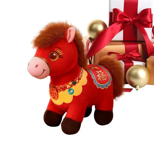 Caballo de peluche, linda muñeca suave con motivo chino, bonito peluche en forma de caballo, regalo para adultos, niños, niñas, Año Nuevo chino, Pascua y como maestro de fiesta