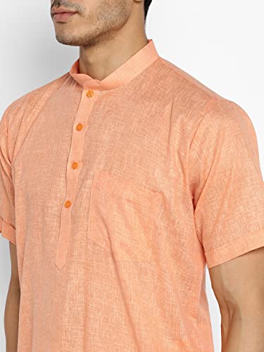 Image of Royal Kurta Mens Linen Half Sleeved Long Ethnic Kurta