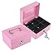 Aumotop Petty Portable Lockable Safe Box with Smooth Handle for Safe Storage of Cash and Jewelry at Home (Small Pink)