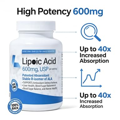 Stabilisierte R-Alpha-Liponsäure ((True)) 600 mg pro Portion [[Hohe Wirksamkeit und bis zu 40-fach erhöhte Absorption]] – Kapseln auf pflanzlicher Basis, gentechnikfrei