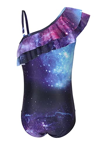 Image of Girls One Piece Swimsuits One Shoulder Ruffle Swimwear Floral Bathing Suit