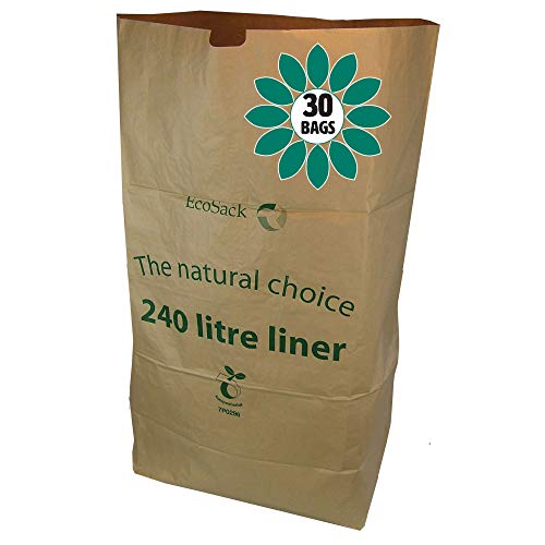 240 Litre x 30 Paper Compostable Wheelie Bin Liners - Biodegradable Sacks/Liners - Bioliner Eco Sack Bags with All-Green Composting Guide